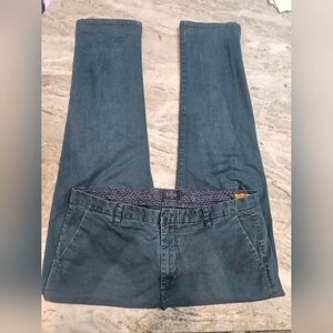 Across The POND Men’s Signature Line Chino Pants – Teal Green 38x32 Cotton Stre